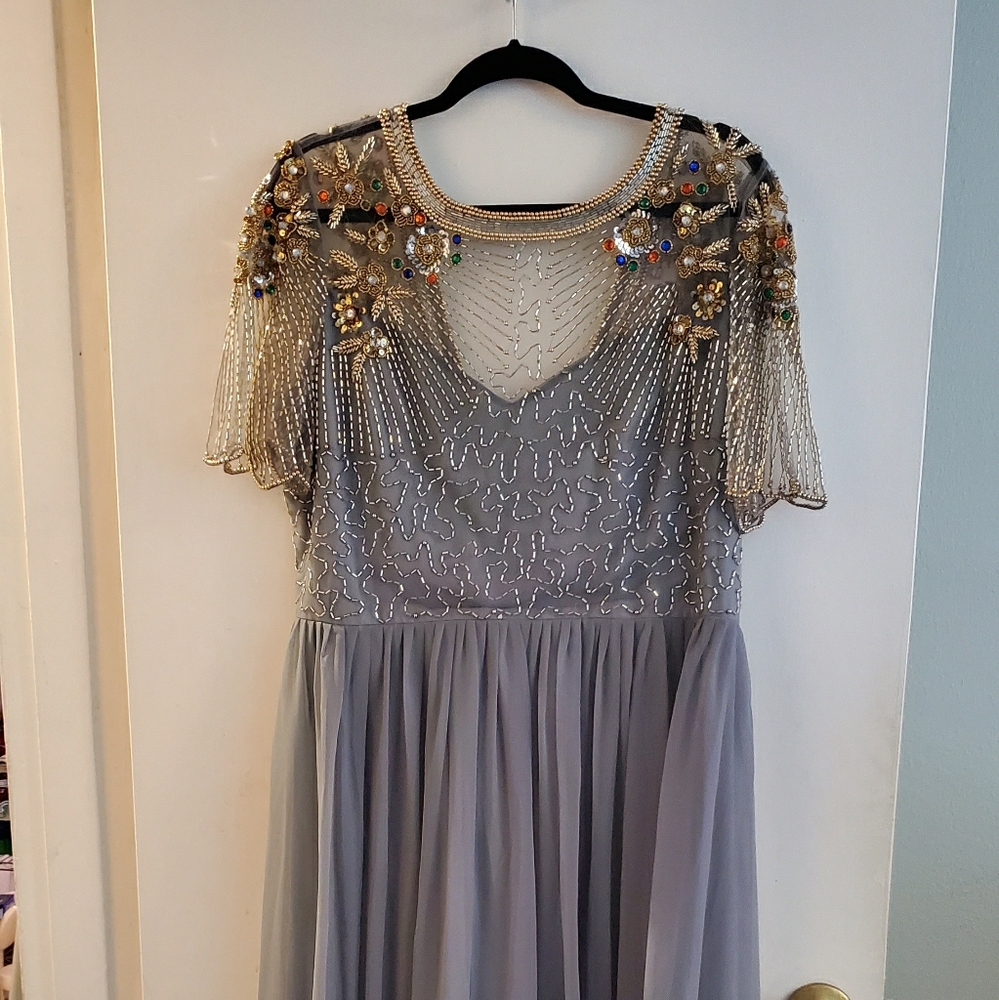 ASOS Curve Beaded Gray Dress